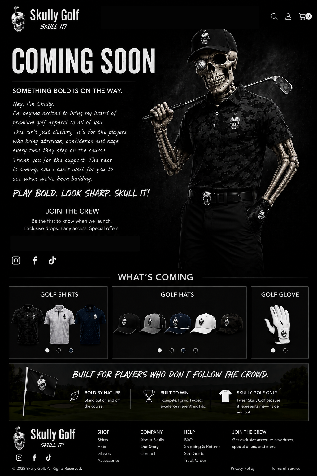 Skully Golf Coming Soon page
